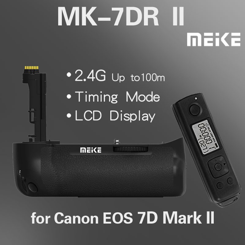 thumbnail Grip Meike for Canon 7D mark II Wireless remote timer - 0