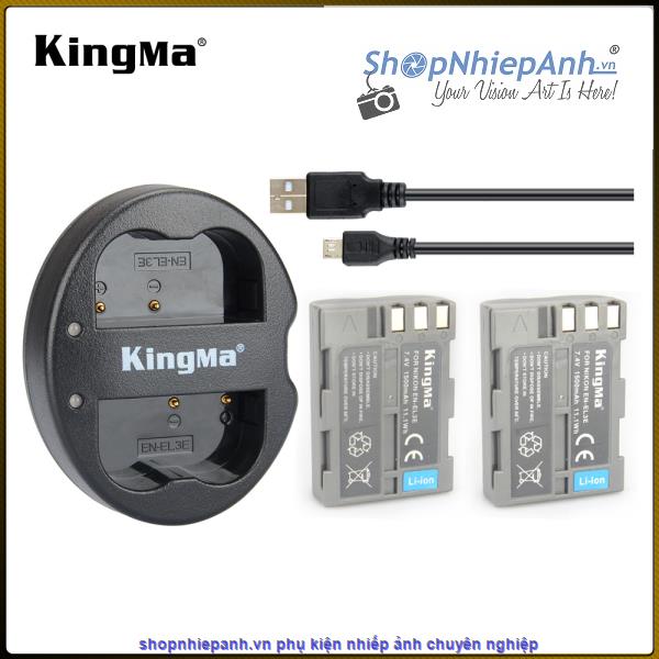 thumbnail Combo 2 Pin và Sạc đôi Kingma for Nikon EN-EL3e 1600mah