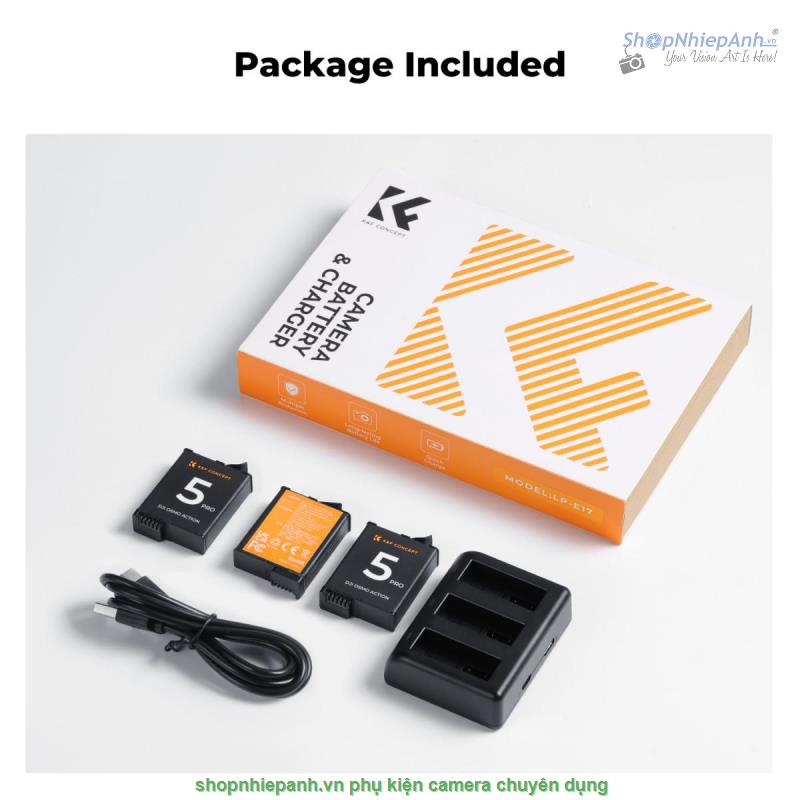 thumbnail Combo 3 pin 1 sạc K&F concept for DJI Osmo Action 5 Pro/4/3 camera 2100mah - 5