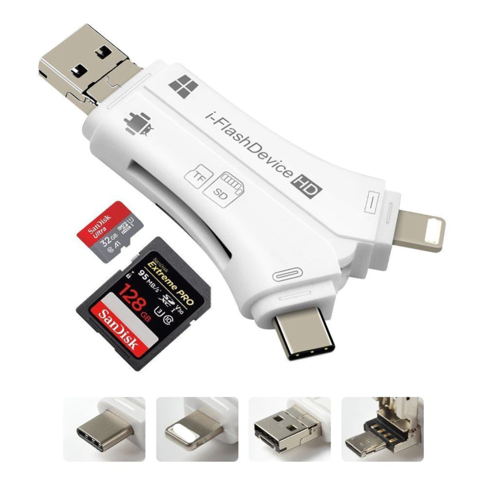 thumbnail Đầu đọc thẻ OTG ALL in one i-Flash Device HD for iOS type C PC android - 0