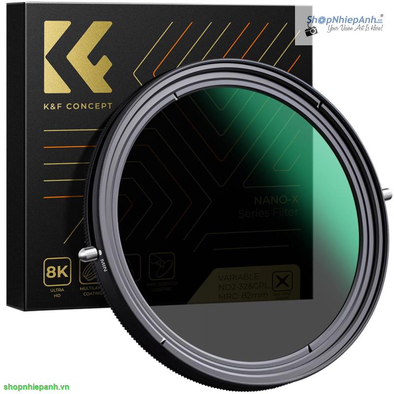 Filter K&F concept 2in1 Variable ND2-ND32 + CPL MRC Nano X Multi-Layer Coatings Japanese AGC Glass 82mm