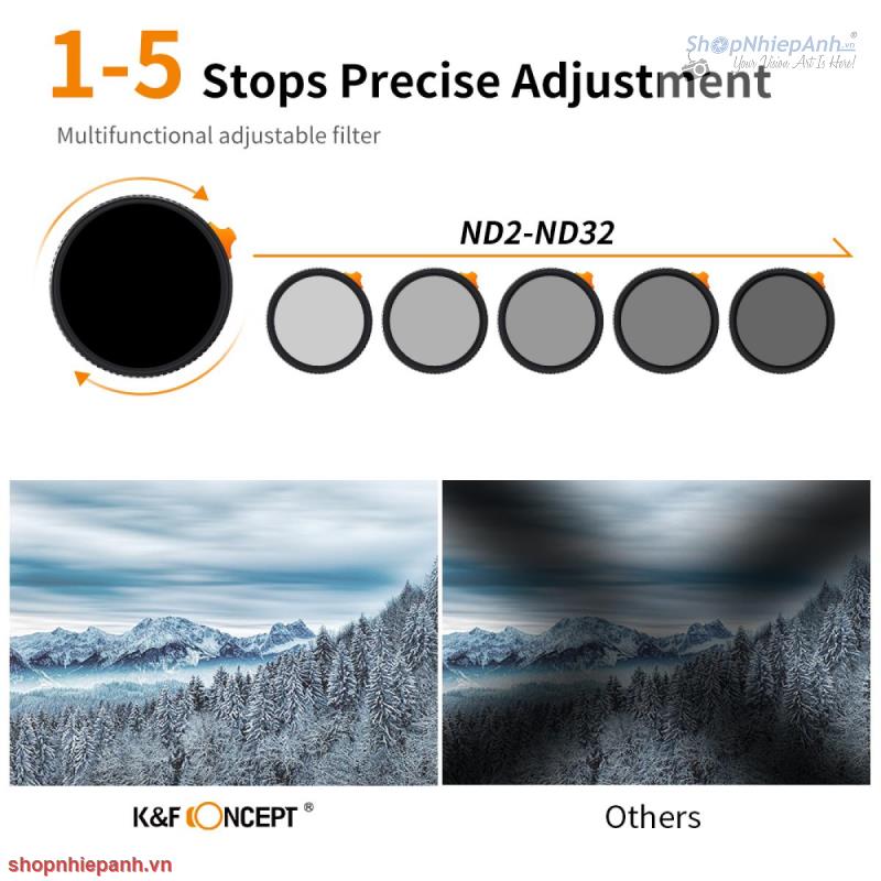 thumbnail Filter K&F concept 2in1 Nano Black Mist 1/4 Nano X + Variable ND2-ND32 Multi-Layer Coatings Japanese AGC Glass 82mm - 1