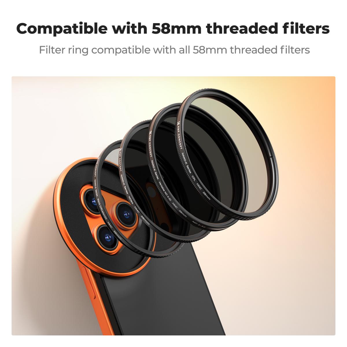 thumbnail Filter Mount Adapter size 58mm K&F concept magnetic for Iphone 17 Pro (kf15.0019) - 6