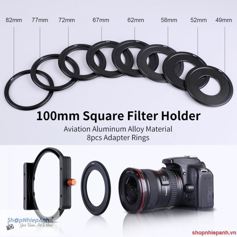 thumbnail Holder Square Filter 100mm K&F Concept Metal và 8 Adapter Rings - 1