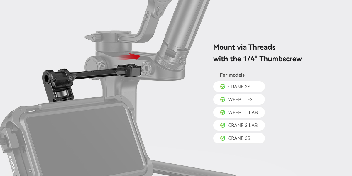 thumbnail SmallRig Adjustable Monitor Mount for Selected DJI & Zhiyun & Moza Handheld Gimbal Stabilizers 2889 - 9