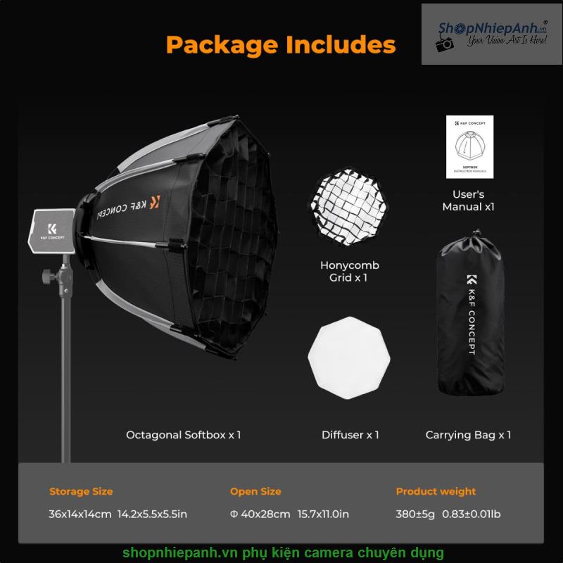 thumbnail Softbox K&F concept 40cm mini bowens for led PL-60B PL-100 series - 5