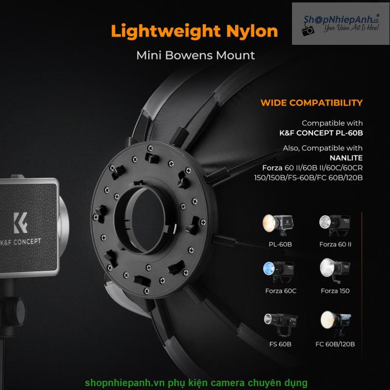 thumbnail Softbox K&F concept 40cm mini bowens for led PL-60B PL-100 series - 0