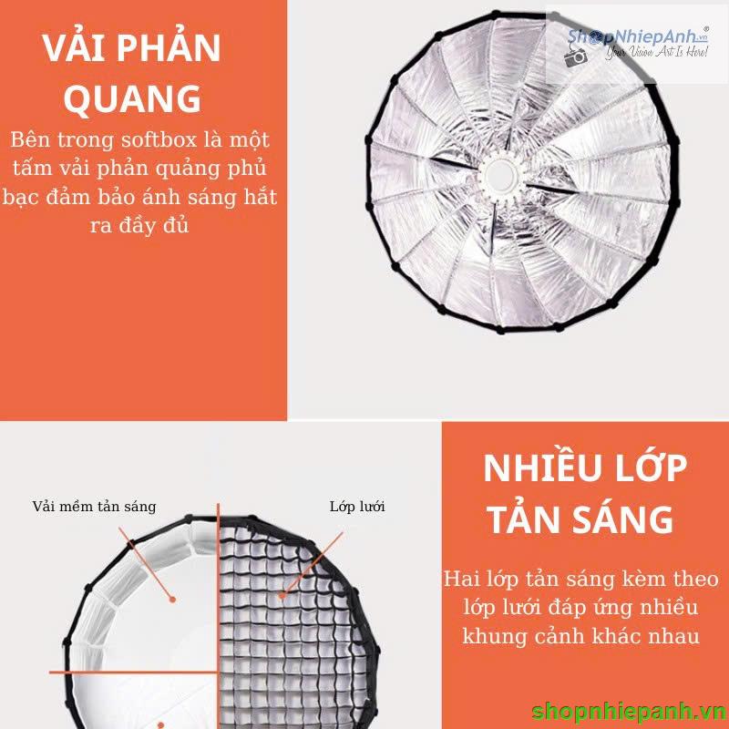 thumbnail Softbox Parabolic thao tác nhanh 90cm kèm grid tổ ong (ngàm nhựa) - 3