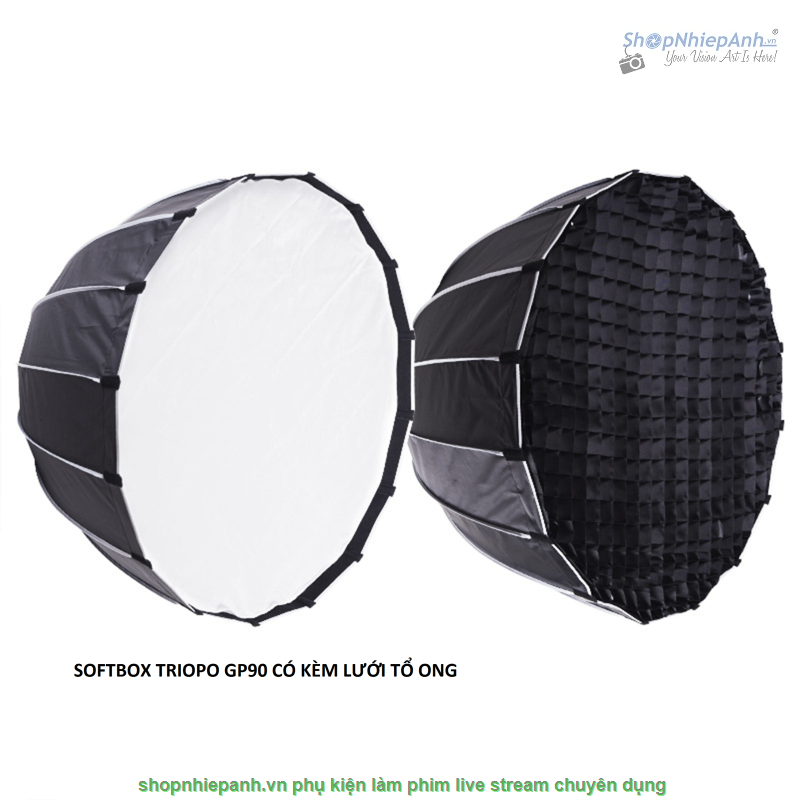 thumbnail Softbox Parabolic thao tác nhanh Triopo GP90 kèm grid tổ ong 90cm - 0
