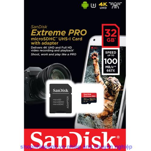 thumbnail Micro SDHC SanDisk Extreme Pro V30 32GB U3 Class 10 100mb/s - 0