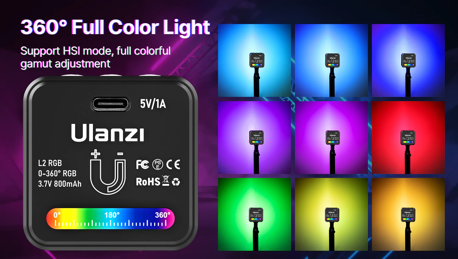 thumbnail Ulanzi L2 RGB COB Video Light (phiên bản chỉ có màu RGB) - 1