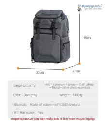 thumbnail Balo K&F concept Backpack Front HardShell KF13.098V1 25L Xám - 6