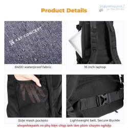 thumbnail Balo K&F concept Backpack KF13.178 Nature Wander 08 32L (Grey) - 3