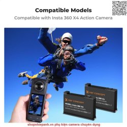 thumbnail Bộ 2 pin 1 sạc K&F concept for Insta 360 X4 2350mah - 1