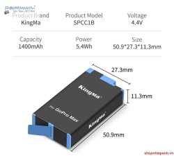 thumbnail Bộ 2 pin và sạc đôi LCD KingMa BM058 SPCC1B for gopro MAX - 2