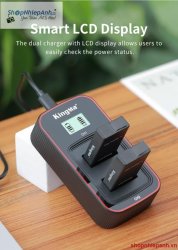 thumbnail Bộ 2 pin và sạc đôi LCD KingMa BM058 SPCC1B for gopro MAX - 4