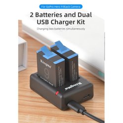 thumbnail Bộ 2 pin và sạc kép Kingma for Gopro Hero 9 10 11 12 - 0