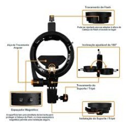 thumbnail Bộ Gá Đèn Flash adapter bowens Triopo TR-05B (dùng được cả flash đầu tròn V1 V100 AD200...) - 6