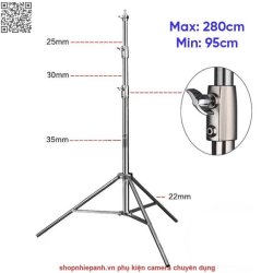 thumbnail Chân đèn Inox 280cm Pro loại xịn - 2