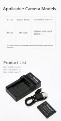 thumbnail Combo 1 pin 1 sạc Kingma for nikon EN-EL19 Nikon Coolpix for sony BJ1 RX0 Kingma for nikon EN-EL19 Nikon Coolpix  A100, S33, S100, S2550, S2600, S2800, S3300, S3500, S3700, S4100, S4150, S4300, S6400, S6500, S6600, S6700, S6800, S6900, S7000, W100 - 3