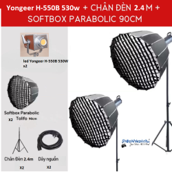 thumbnail Combo 2 cây đèn Yongeer H-550B 1060W Softbox Tolifo Parabolic 90cm trọn gói