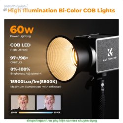 thumbnail Combo 2 cây Led K&F concept PL-60B 60W và softbox Parabolic 40cm - 0