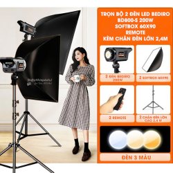 thumbnail Combo 2 Kit LED Bediro BD800-S 200w softbox 60x90 remote kèm chân đèn lớn