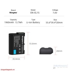 thumbnail Combo 2 pin 1 sạc đôi Kingma LCD BM058 for Nikon EN-EL15 - 7