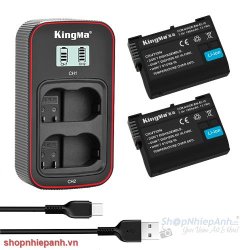thumbnail Combo 2 pin 1 sạc đôi Kingma LCD BM058 for Nikon EN-EL15