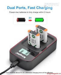 thumbnail Combo 2 pin 1 Sạc Đôi Kingma LCD BM058 for sony NP-BX1 ZV1 - 3