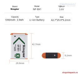thumbnail Combo 2 pin 1 Sạc Đôi Kingma LCD BM058 for sony NP-BX1 ZV1 - 4