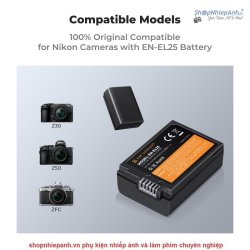 thumbnail Combo 2 pin 1 sạc K&F concept for Nikon EN-EL25 1600mah for Nikon Z30 Z50 ZFC - 1