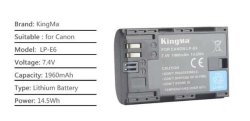 thumbnail Combo 2 pin 1 sạc Kingma for Canon LP-E6 canon EOS R6 R5 R 5DIV 5DIII 5DII 90D 80D 70D 60D - 1