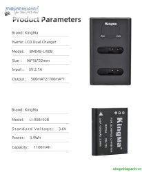 thumbnail Combo 2 pin 1 sạc Kingma LCD BM048 ricoh DB-110  for Ricoh GR3 GR3x GRIII GRIIIx Olympus TG4 TG5 TG6 olympiyus LI90B/LI92B - 5