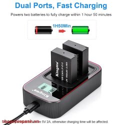 thumbnail Combo 2 pin 1 sạc Kingma LCD BM058 for Canon LP-E12 Canon EOS M M200 M100 M50 Mark ii M10 M2 Rebel SL1 100D PowerShot SX70 HS Kiss X7 - 0