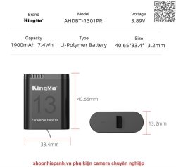 thumbnail Combo 2 pin 1 sạc Kingma LCD BM058 for Gopro Hero 13 - 5