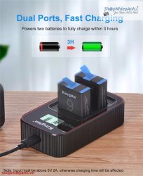 thumbnail Combo 2 pin 1 sạc Kingma LCD BM058 for Gopro Hero 9 10 11 12 - 2