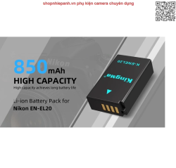 thumbnail Combo 2 pin 1 sạc Kingma LCD BM058 for Nikon EN-EL20 for Nikon 1 AW1, 1 J1, 1 J2, 1 J3, 1 S1, 1 V3, Coolpix A, P950, P1000.. - 3