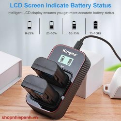 thumbnail Combo 2 pin 1 sạc Kingma LCD BM058 for Panasonic DMW-BLF19 GH5 GH5S GH4 GH3 G9 - 1