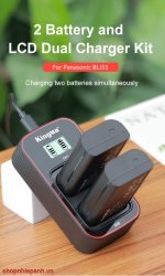 thumbnail Combo 2 pin 1 sạc Kingma LCD BM058 for Panasonic DMW-BLJ31 lumix S1 S1H S1R - 0