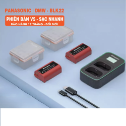 thumbnail Combo 2 pin 1 sạc Kingma LCD BM058Q ver 5 for Panasonic DMW-BLK22 BLF19 lumix S5 S5ii S5k S1ii G9 G9ii S9 GH5ii GH6 GH7 GH5 GH5S GH4 GH3