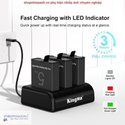 thumbnail Combo 2 pin 1 sạc Kingma LCD BM068 for Osmo action 5 Pro /4/3 - 2