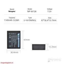 thumbnail Combo 2 pin 1 sạc đôi Kingma LCD BM058 for Fujifilm NP-W126 NP-W126S - 2