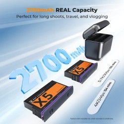 thumbnail Combo 2 pin và 1 sạc dual K&F concept for Insta360 X5 2700mah PD20W (KF28.0128S1) - 1