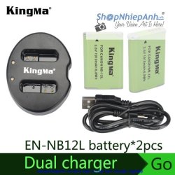 thumbnail Combo 2 pin và Sạc Đôi Kingma for Canon NB-12L 1910mah