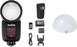 thumbnail Combo đèn flash Godox V1F for Fujifilm + doom tản sáng AK-R11 - 1