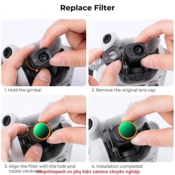 thumbnail Combo Filter K&F concept Kit for DJI Mini 4 Pro ND2-32 (1-5 Stops)+ND32-512 (5-9 Stops) AGC Japanese 28 layers Glass (sku.2084) - 5