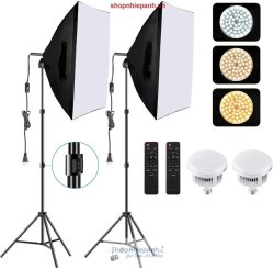 thumbnail Combo Kit 2 đèn LED siêu sáng softbox 50x70 150W kèm remote điều khiển từ xa - 1