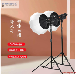 thumbnail Combo Kit 2 đèn LED siêu sáng softbox lantern Bediro BD800S 200W remote Kèm chân 2M