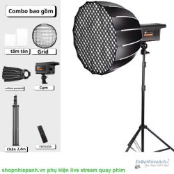 thumbnail Combo Kit LED Bediro BD800-S 100w softbox Parabolic 65cm remote kèm chân đèn lớn - 0